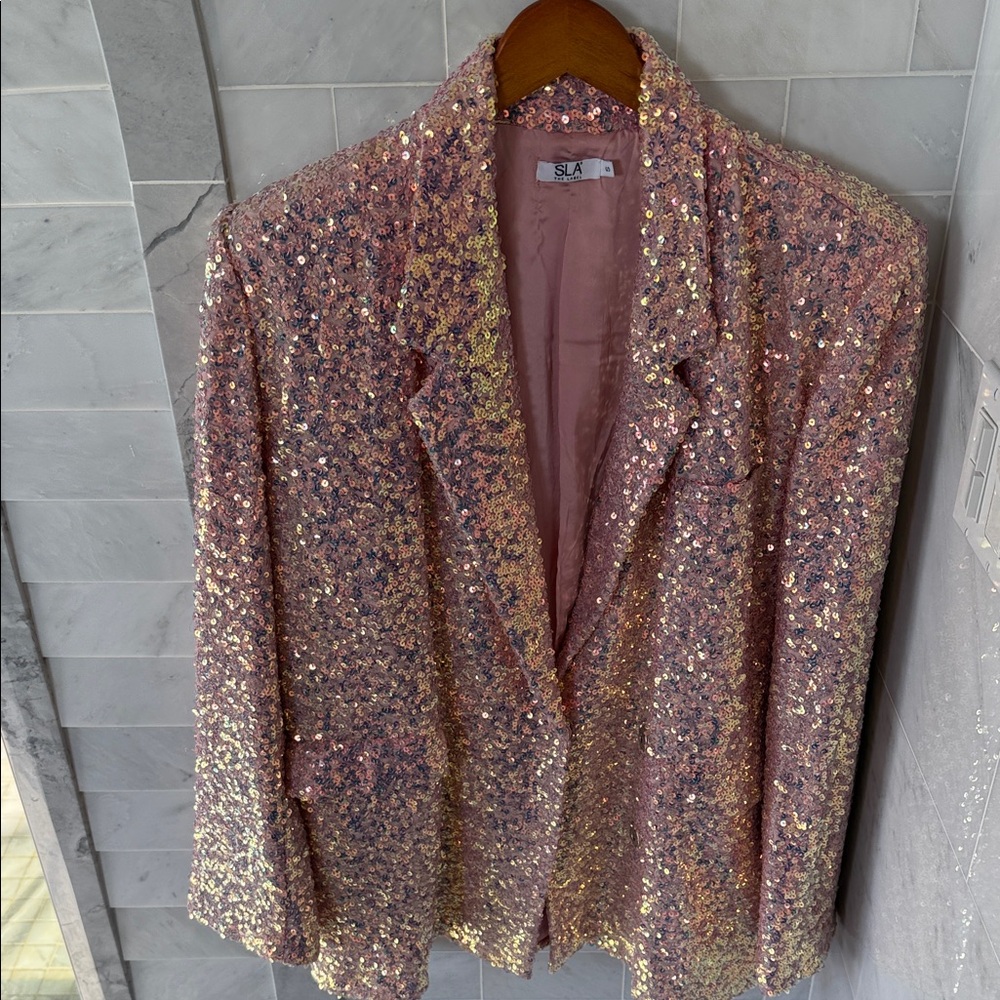 Women's Sequin Jacket - Pink and Gold